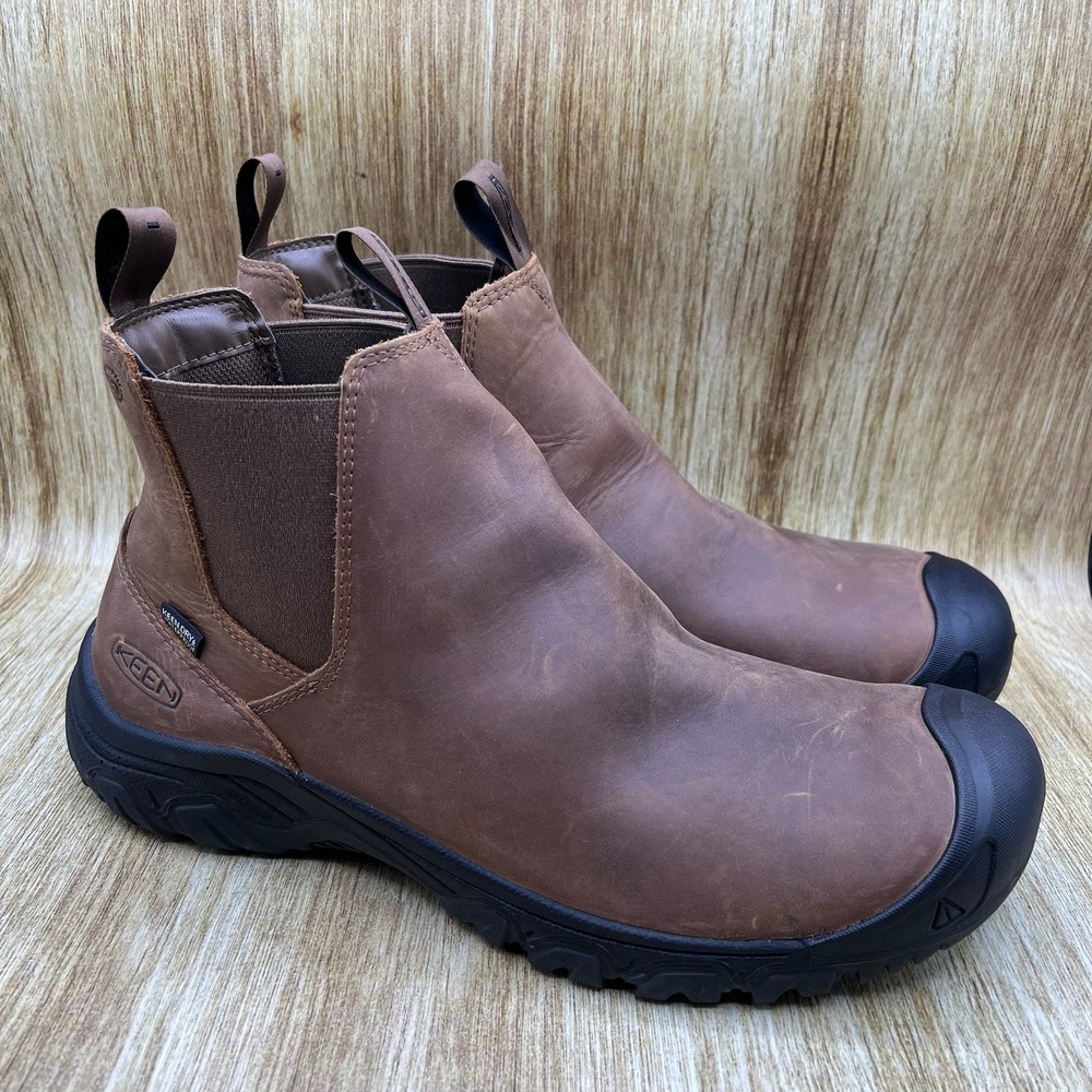 KEEN Anchorage III Waterproof Chelsea Boots Men's Size 14 Brown Leather Thermal - Picture 1 of 9